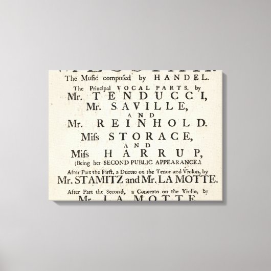 Toile Playbill annonçant une performance (Recto)