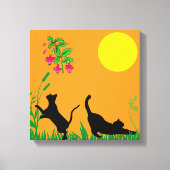 Toile Playful Black Cats in the Garden Canvas Print (Recto)