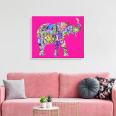 Toile Playful Colorful Elephant Art on Fuchsia Canvas    (Insitu(Salon))