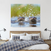 Toile Playful Otters Popping Up Water Splash (Insitu(Chambre))