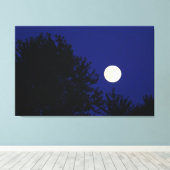 Toile Pleine lune avec arbres et ciel bleu (Insitu (Plancher de Bois))