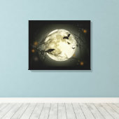 Toile Pleine lune avec chauves-souris et corbeau. (Insitu (Plancher de Bois))