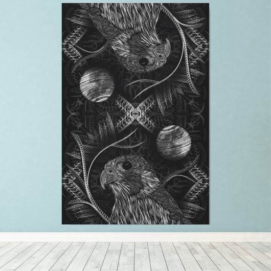 Toile Pleine lune de faucon (Insitu (Plancher de Bois))