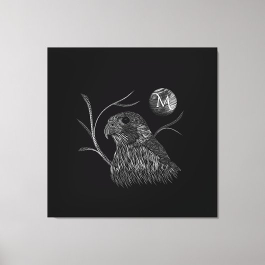 Toile Pleine lune de faucon Monogramme noir (Recto)