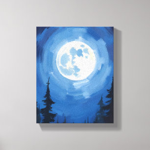 Toile Pleine Lune   Peinture Aquarelle de la Forêt du Ci
