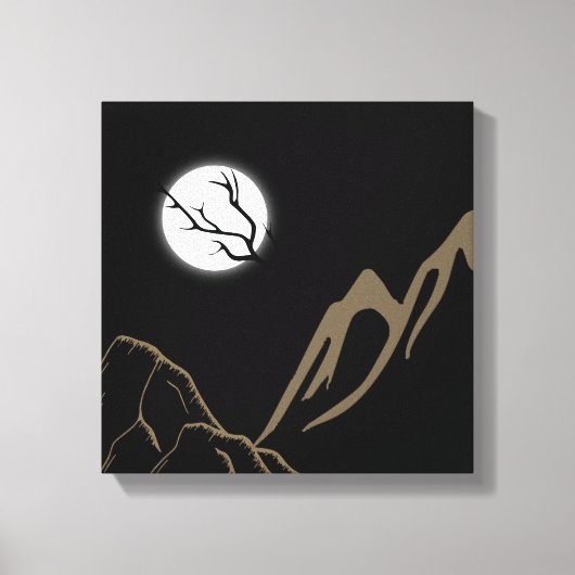 Toile Pleine lune Sur Les Montagnes Majestueuses (Recto)
