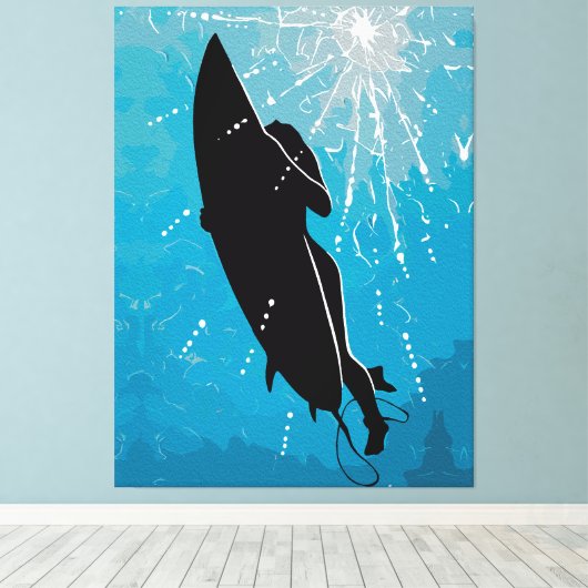 Toile Plongée profonde – Le voyage sous-marin du surfeur (Insitu (Plancher de Bois))