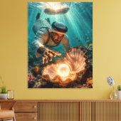 Toile Plongeur de perles arabe du Golfe atteignant une p (Insitu(Salon))
