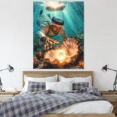 Toile Plongeur de perles arabe du Golfe atteignant une p (Insitu(Chambre))