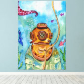 Toile Plongeur sous-marin profond (Insitu (Plancher de Bois))