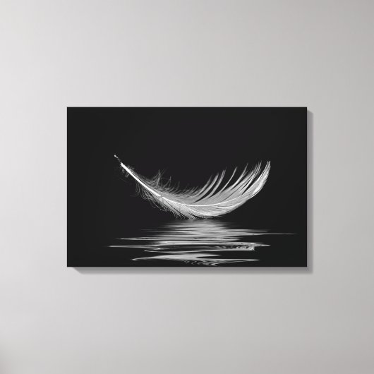 Toile plume blanche flottant sur de l'eau noire (Recto)