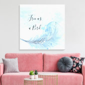 Toile Plume de aquarelle bleue personnalisée Citation li (Insitu(Salon))