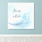 Toile Plume de aquarelle bleue personnalisée Citation li (Insitu (Plancher de Bois))