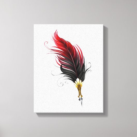 Toile Plume rouge avec pointe en or (Recto)
