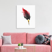 Toile Plume rouge avec pointe en or (Insitu(Salon))