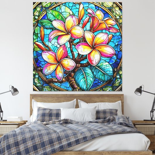 Toile Plumeria en verre tendu (Insitu(Chambre))