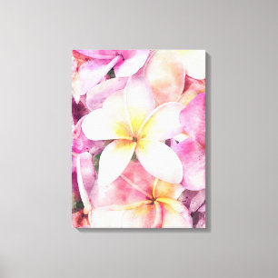 Toile Plumeria hawaïenne tropicale aquarelle de fleurs