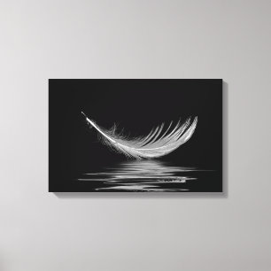 Toile plumes blanches flottant sur l'eau noire