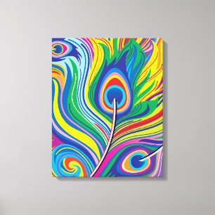 Toile Plumes de paon Art Abstrait