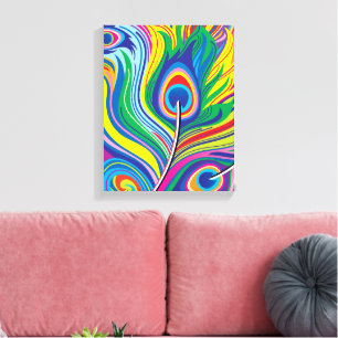 Toile Plumes de paon Art Abstrait