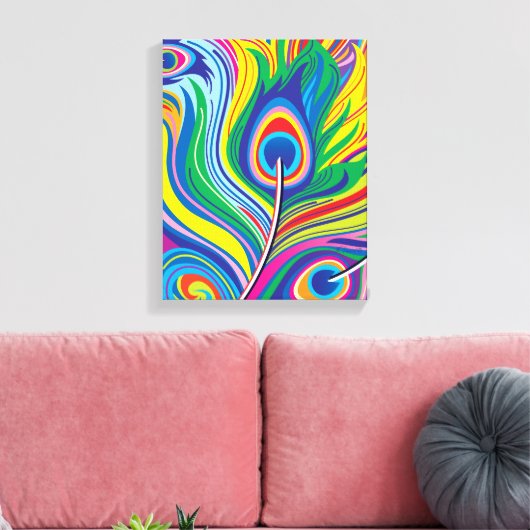 Toile Plumes de paon Art Abstrait (Insitu(Salon))