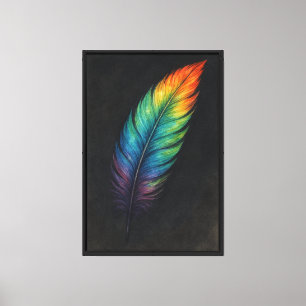 Toile Plumes Iridescentes Art Abstrait