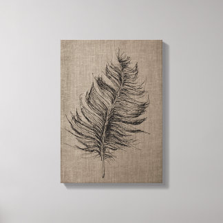 Toile Plumes n° 1 Taupe Canvas Mur Art