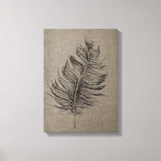 Toile Plumes n° 1 Taupe Canvas Mur Art (Recto)