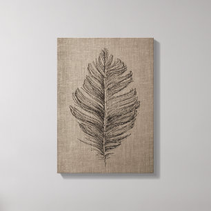 Toile Plumes n° 2 Taupe Canvas Wall Art