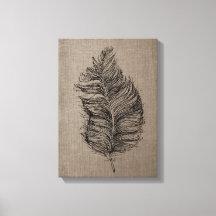 Plumes n° 3 Taupe Canvas Mur Art