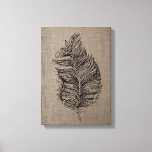 Toile Plumes n° 3 Taupe Canvas Mur Art