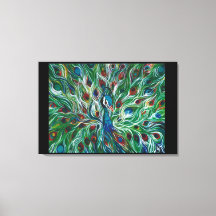Plumes Peacock 36" x 24" Premium Canvass Print