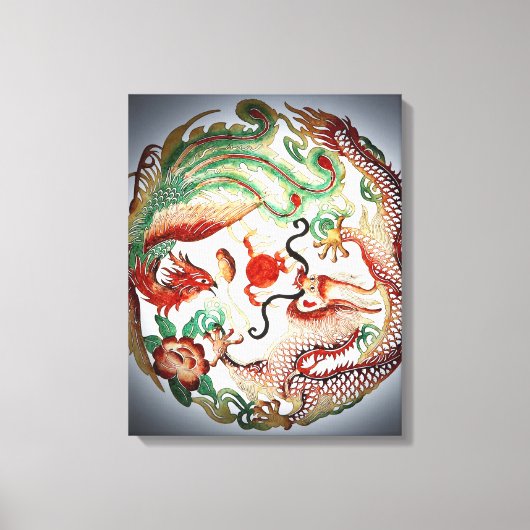 Toile Pochoir de dragon et de phoenix (Recto)