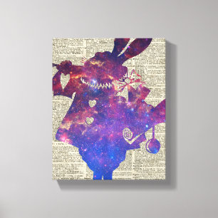 Toile Pochoir pourpre de lapin de héraut au-dessus de
