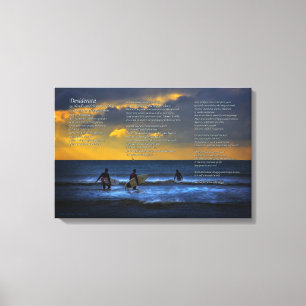 Toile Poème de desiderata sur surfer au crépuscule -