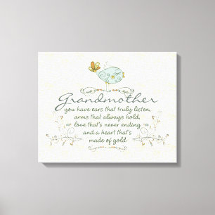 Toile Poème de grand-mère avec des oiseaux