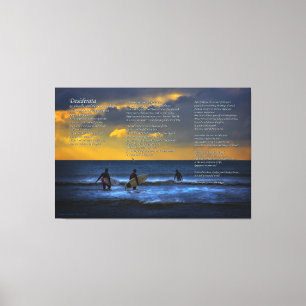 Toile Poème Desiderata sur le surf au coucher du soleil