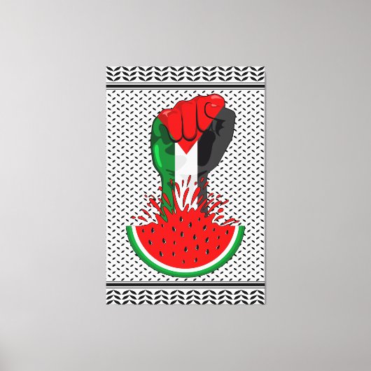 Toile Poing de résistance palestinienne sur le symbole d (Recto)