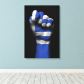 Toile Poing serré levé avec drapeau grec (Insitu (Plancher de Bois))