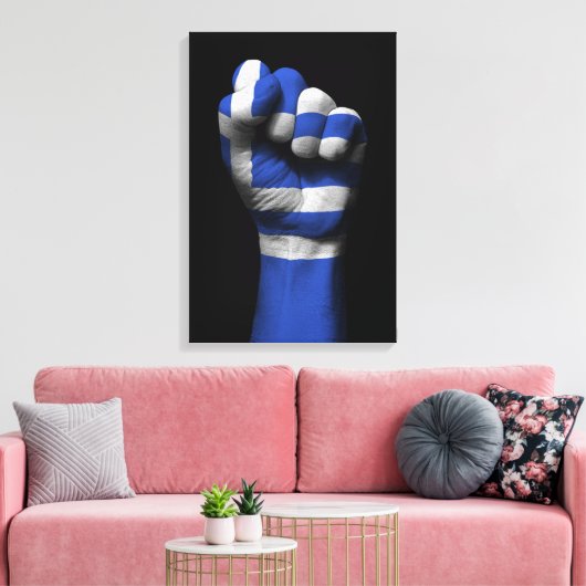 Toile Poing serré levé avec drapeau grec (Insitu(Salon))