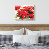 Toile Poinsettias Festive Rouge Blanc Floral (Insitu(Chambre))