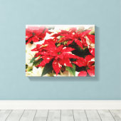 Toile Poinsettias Festive Rouge Blanc Floral (Insitu (Plancher de Bois))