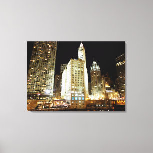 Toile Point de repère célèbre de Chicago la nuit