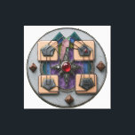 Toile Point of Assembly 3D: Mystical Geometric Artifact<br><div class="desc">Step into the third dimension with this evolved vision of the "Point of Assembly." This intricate 3D render transforms abstract spiritual concepts into a tangible mystical mechanism. Featuring glowing blue crystals, a central ruby core encased in ornate gold filigree, and semi-transparent geometric planes, the artwork balances the architectural precision of...</div>