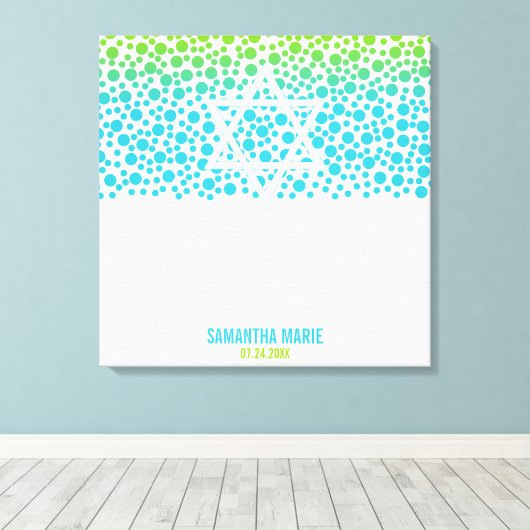Toile Points Confetti Turquoise Lime Green Bat mitzvah S (Insitu (Plancher de Bois))