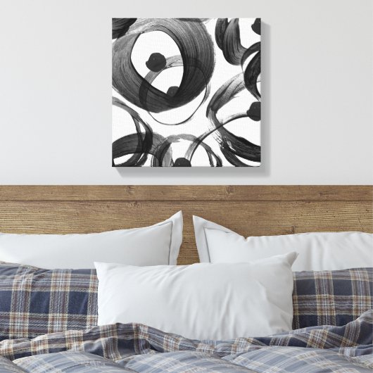 Toile Points de brosse couleur noir blanc tendance (Insitu(Chambre))