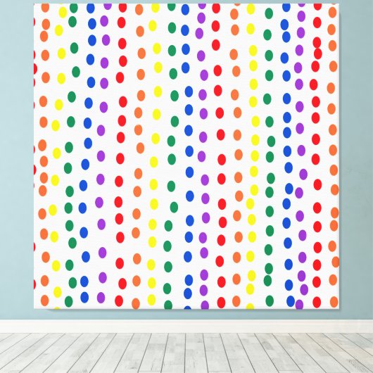 Toile Points Rainbow Candy en blanc (Insitu (Plancher de Bois))