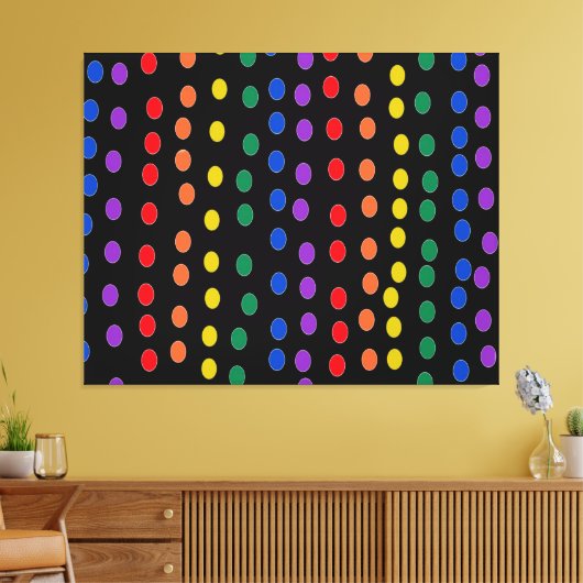 Toile Points Rainbow Candy sur noir (Insitu(Salon))