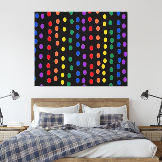 Toile Points Rainbow Candy sur noir (Insitu(Chambre))