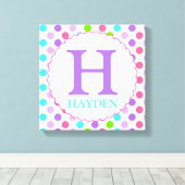 Toile Pois violets et première décoration murale (Insitu (Plancher de Bois))